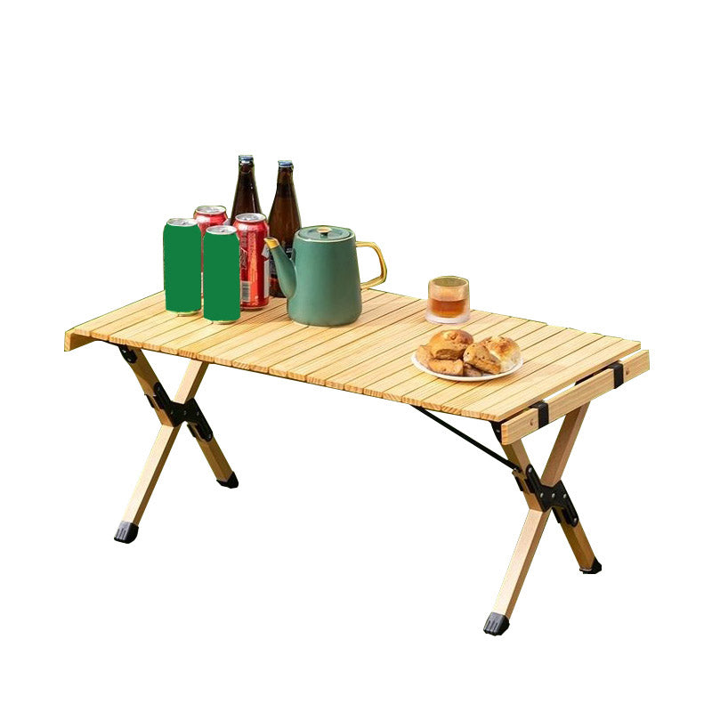 Solid Wood Outdoor Folding Table Modern Style Natural Camping Table