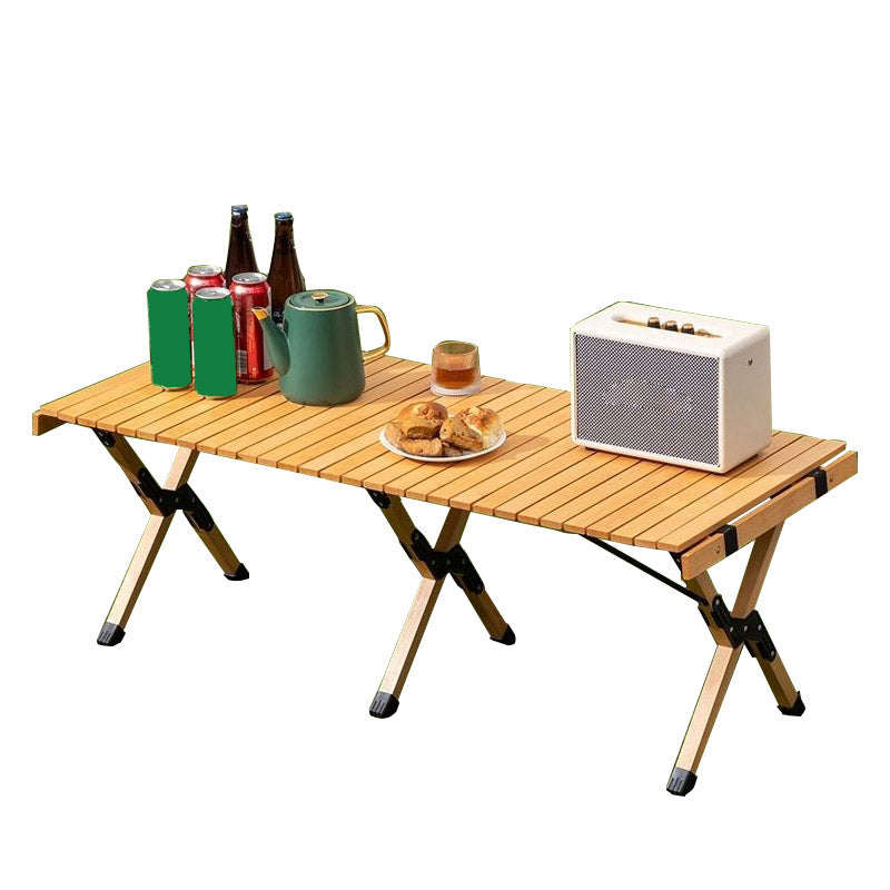 Solid Wood Outdoor Folding Table Modern Style Natural Camping Table