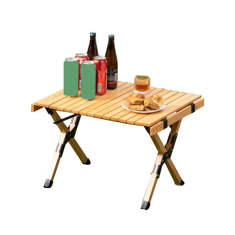 Solid Wood Outdoor Folding Table Modern Style Natural Camping Table