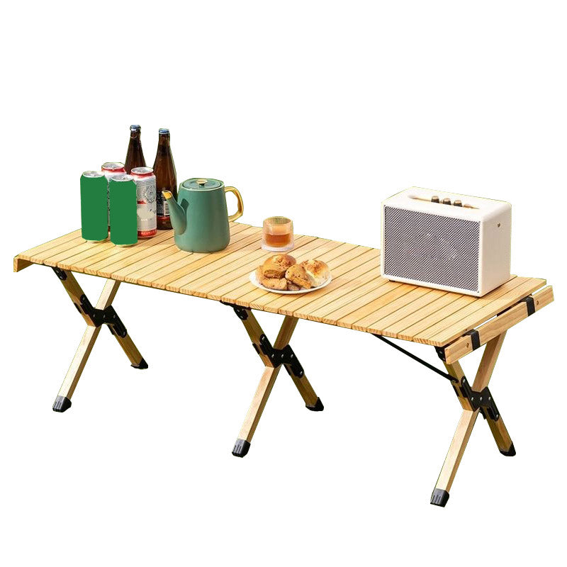 Solid Wood Outdoor Folding Table Modern Style Natural Camping Table