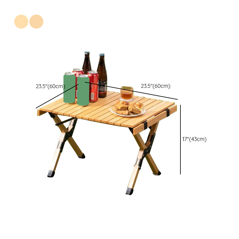 Solid Wood Outdoor Folding Table Modern Style Natural Camping Table