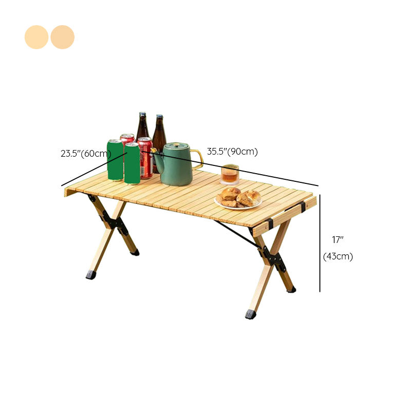 Solid Wood Outdoor Folding Table Modern Style Natural Camping Table