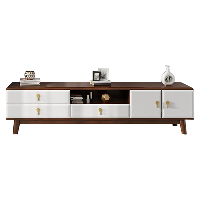 Solid Wood Stand Console Scandinavian TV Media Console with Drawers