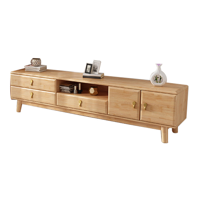 Solid Wood Stand Console Scandinavian TV Media Console with Drawers