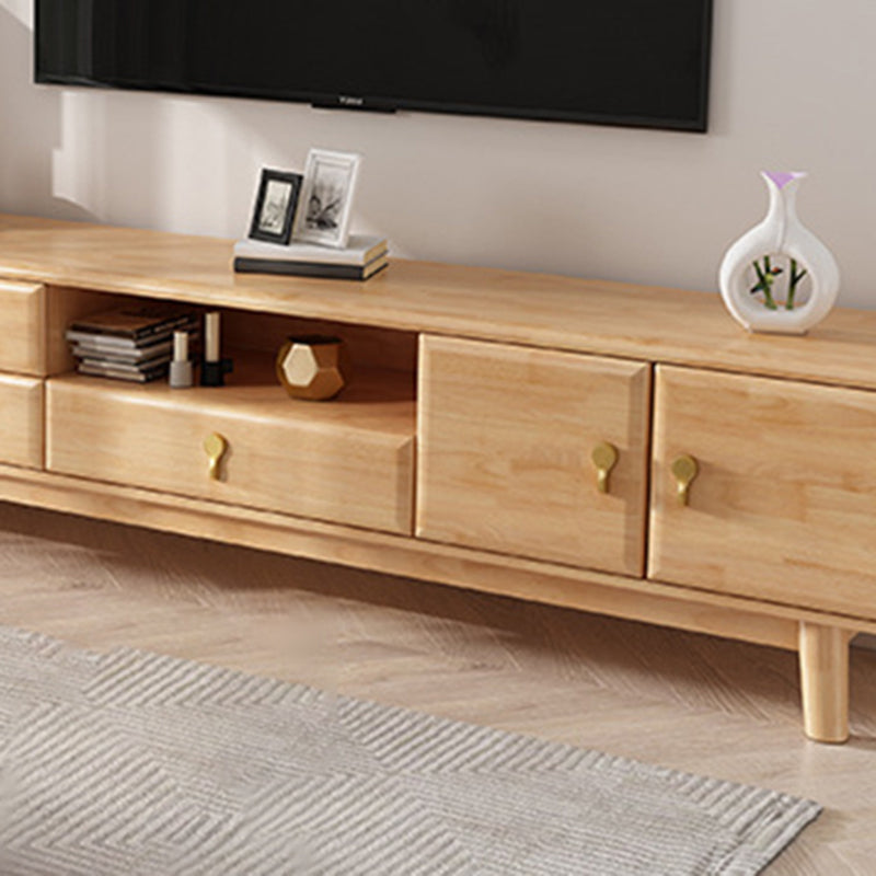 Solid Wood Stand Console Scandinavian TV Media Console with Drawers