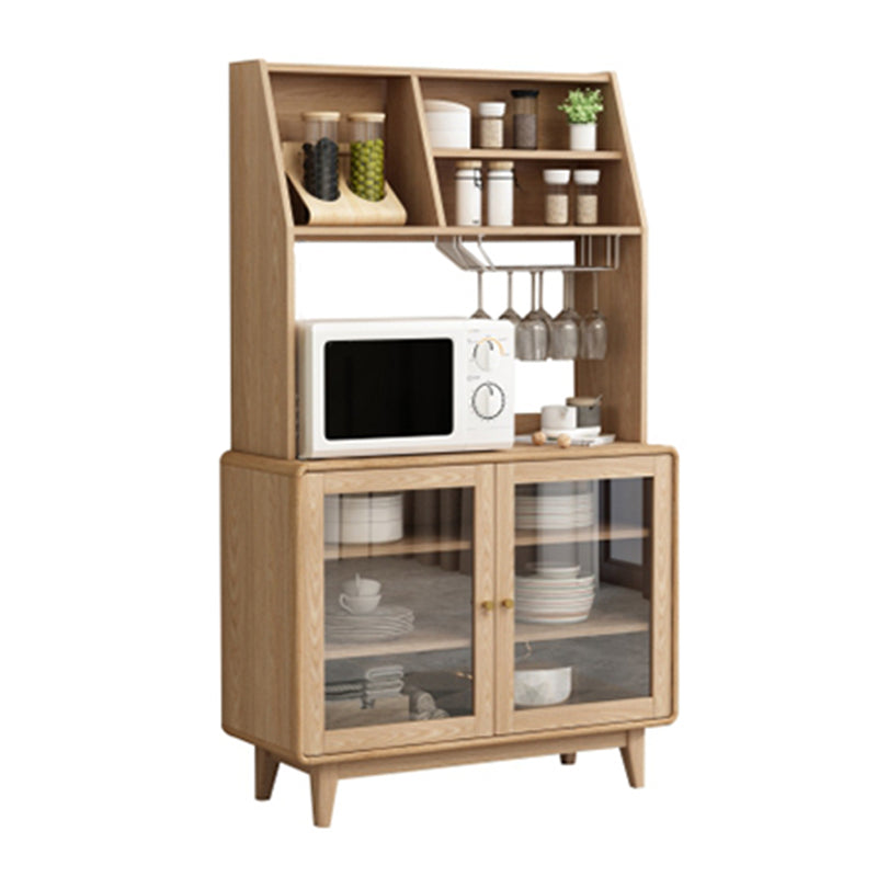 Contemporary Dining Hutch Rubber Wood Storage Cabinet for Dining Room