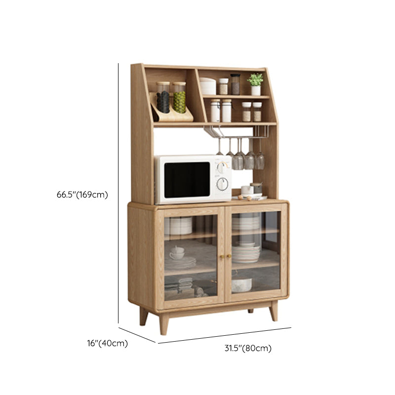 Contemporary Dining Hutch Rubber Wood Storage Cabinet for Dining Room