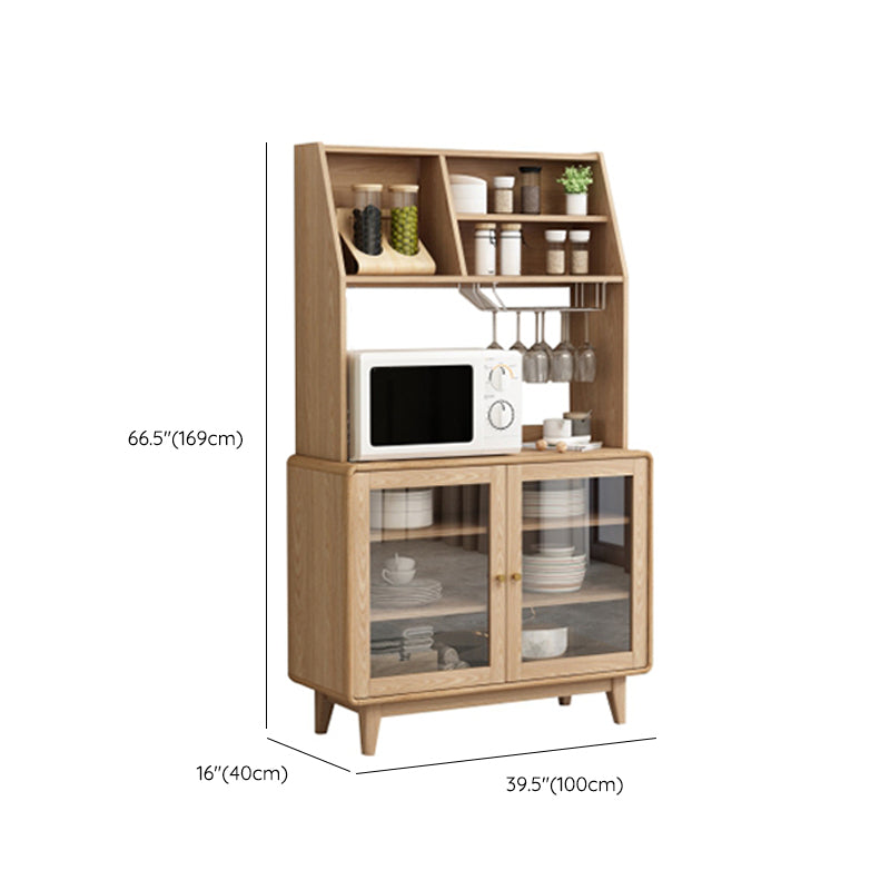 Contemporary Dining Hutch Rubber Wood Storage Cabinet for Dining Room