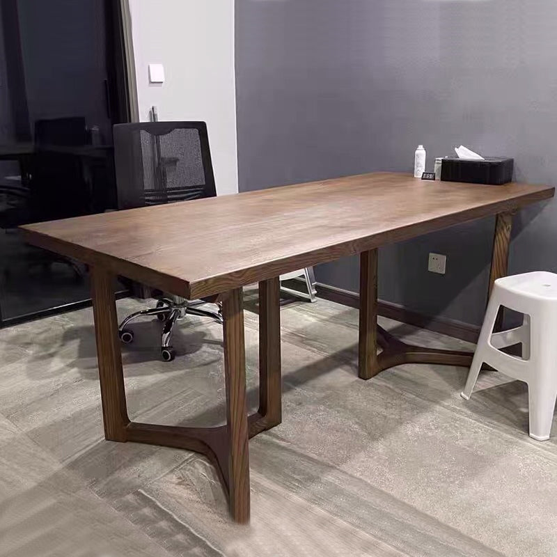 Rectangular Shaped Modern Office Table Wooden Writing Desk in Brown