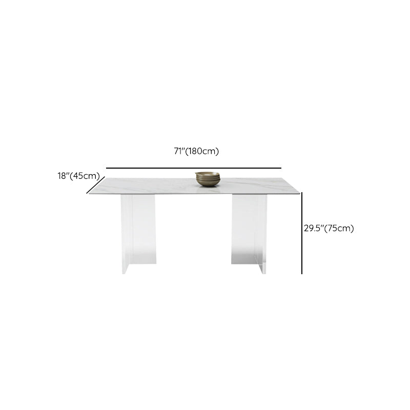 Rectangular Shaped Modern Office Table Stone Writing Desk in White/Grey