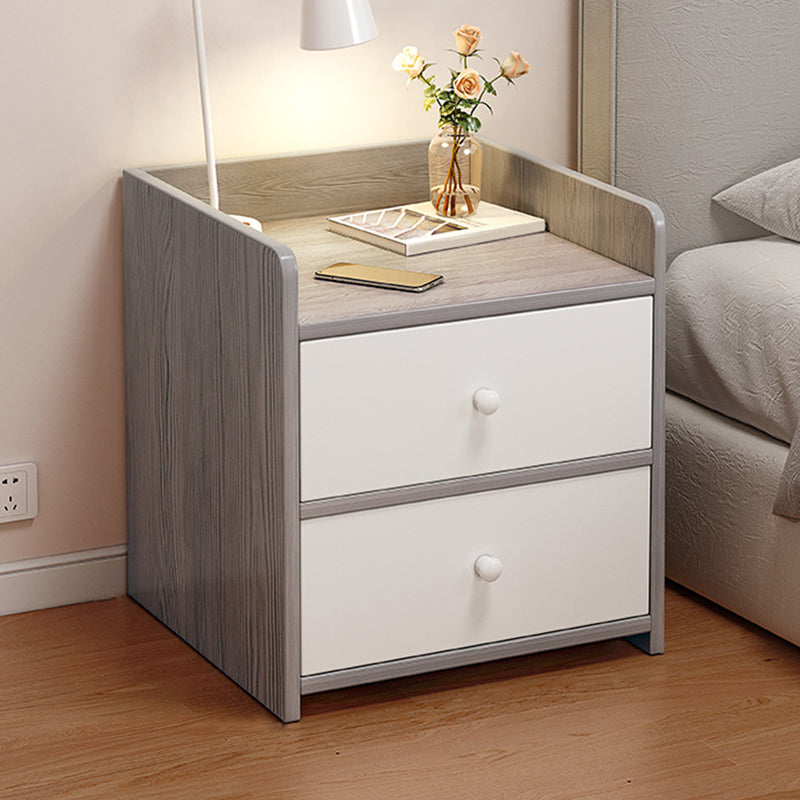 Modern Accent Table Nightstand Antique Finish Open Storage Bedside Cabinet