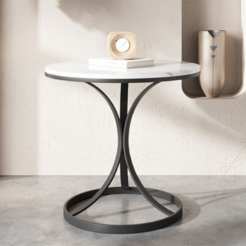 Glam Night Table Stone Accent Table Nightstand with Shelves for Bedroom