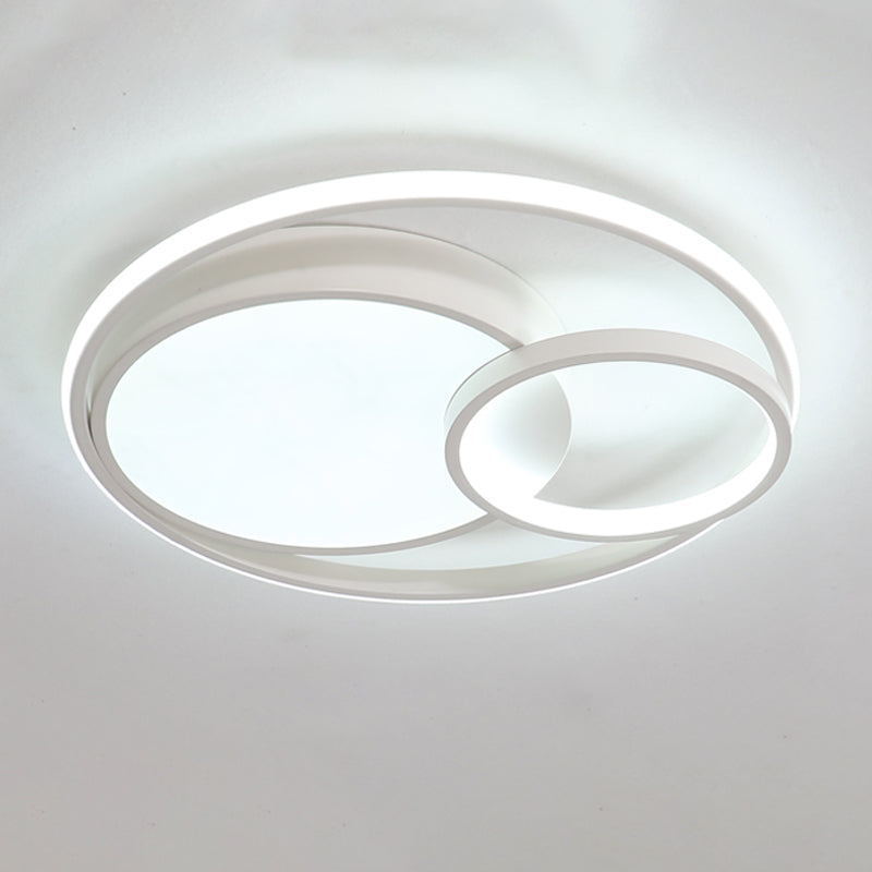 Minimalism Ceiling Light Fixture Circle LED Flush Mount in White for Bedroom