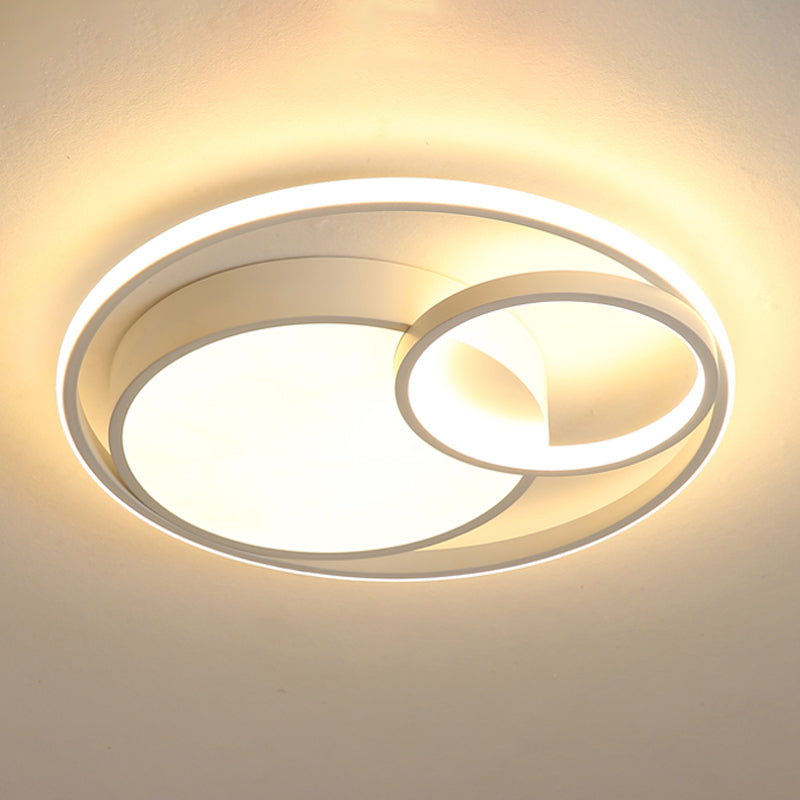 Minimalism Ceiling Light Fixture Circle LED Flush Mount in White for Bedroom