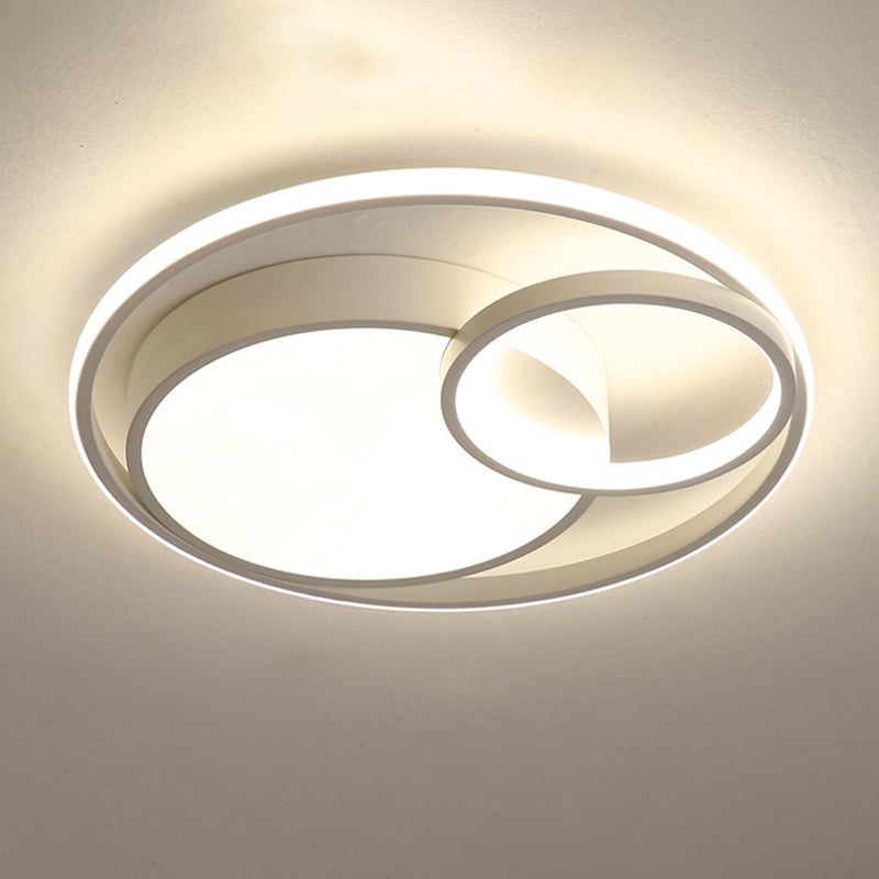 Minimalism Ceiling Light Fixture Circle LED Flush Mount in White for Bedroom