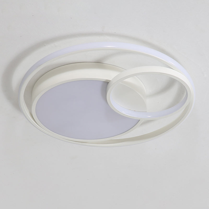 Minimalism Ceiling Light Fixture Circle LED Flush Mount in White for Bedroom