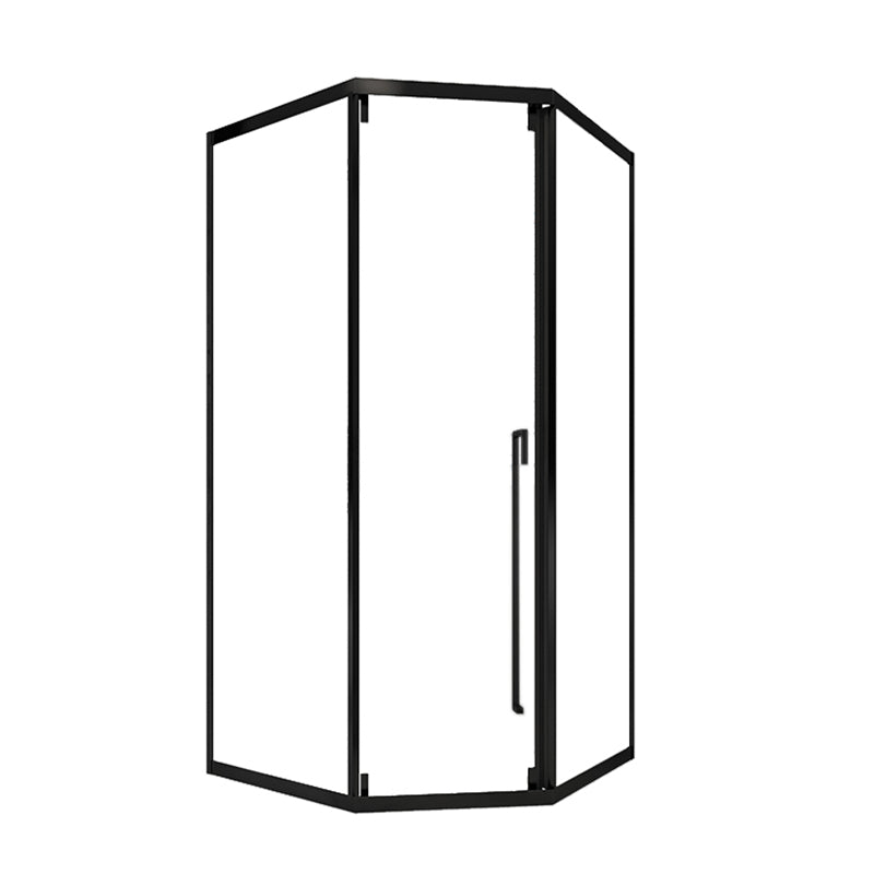Satin Black Frame Shower Bath Door Transparent Tempered Shower Door