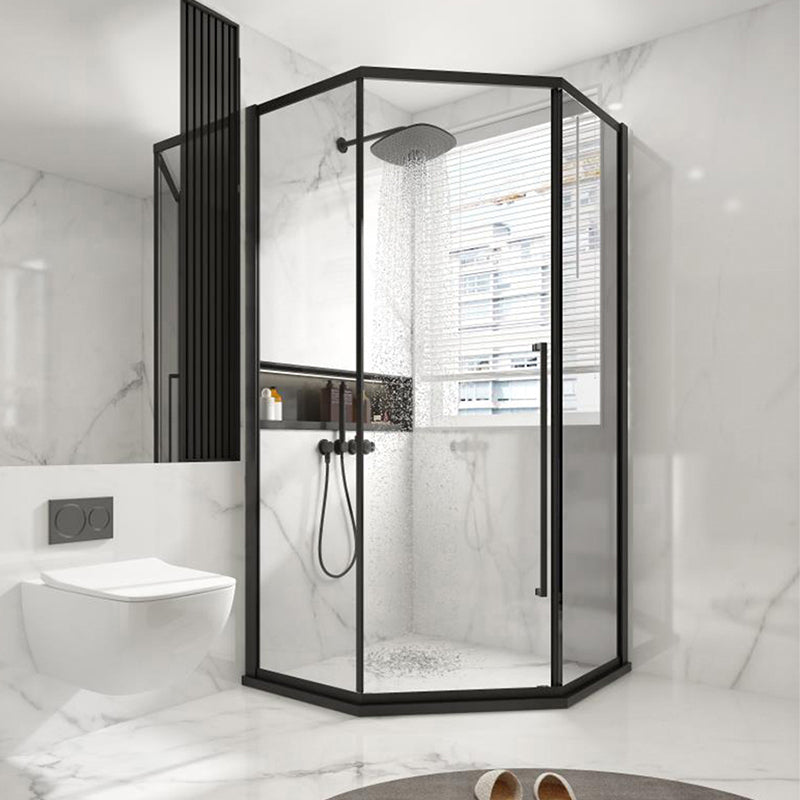 Satin Black Frame Shower Bath Door Transparent Tempered Shower Door