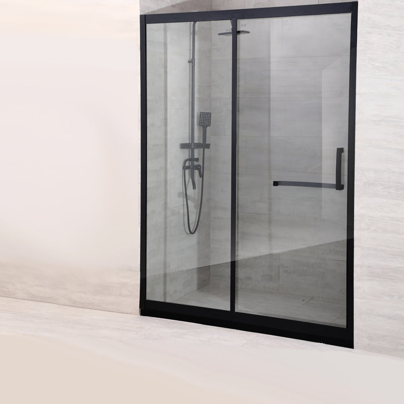 Black Single Sliding Shower Door Framed Tempered Shower Doors