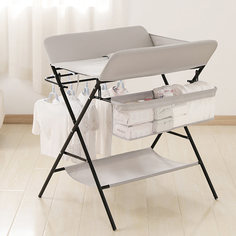 Modern Flat Top Baby Changing Table Metal Folding Changing Table with Safety Rails