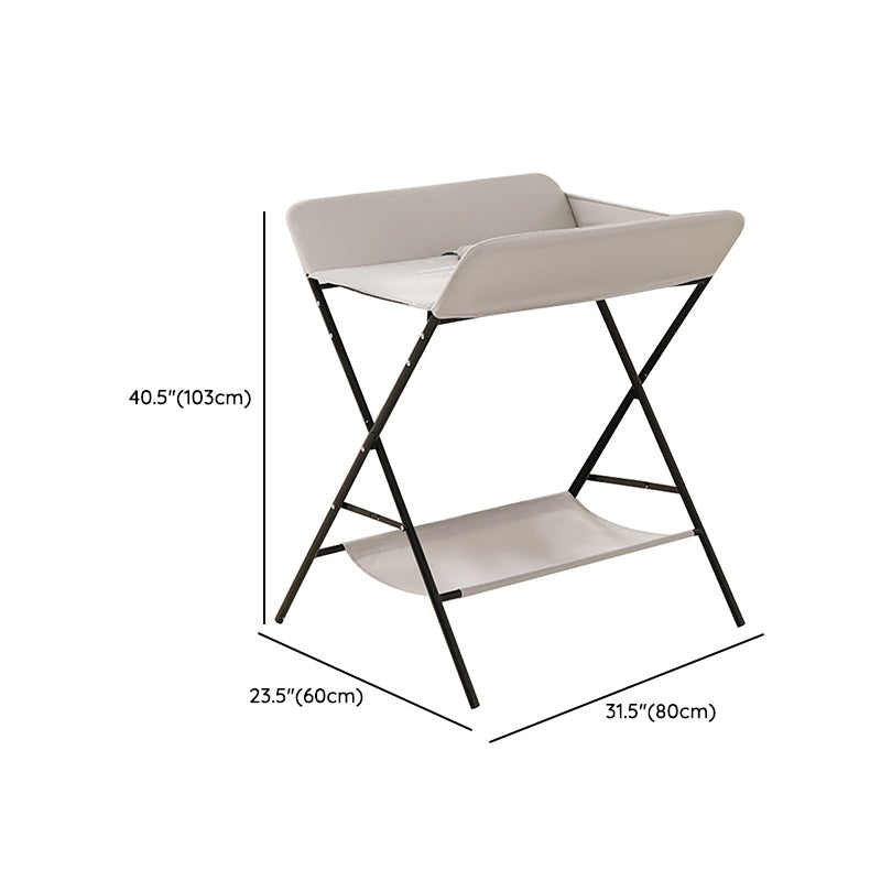 Modern Flat Top Baby Changing Table Metal Folding Changing Table with Safety Rails