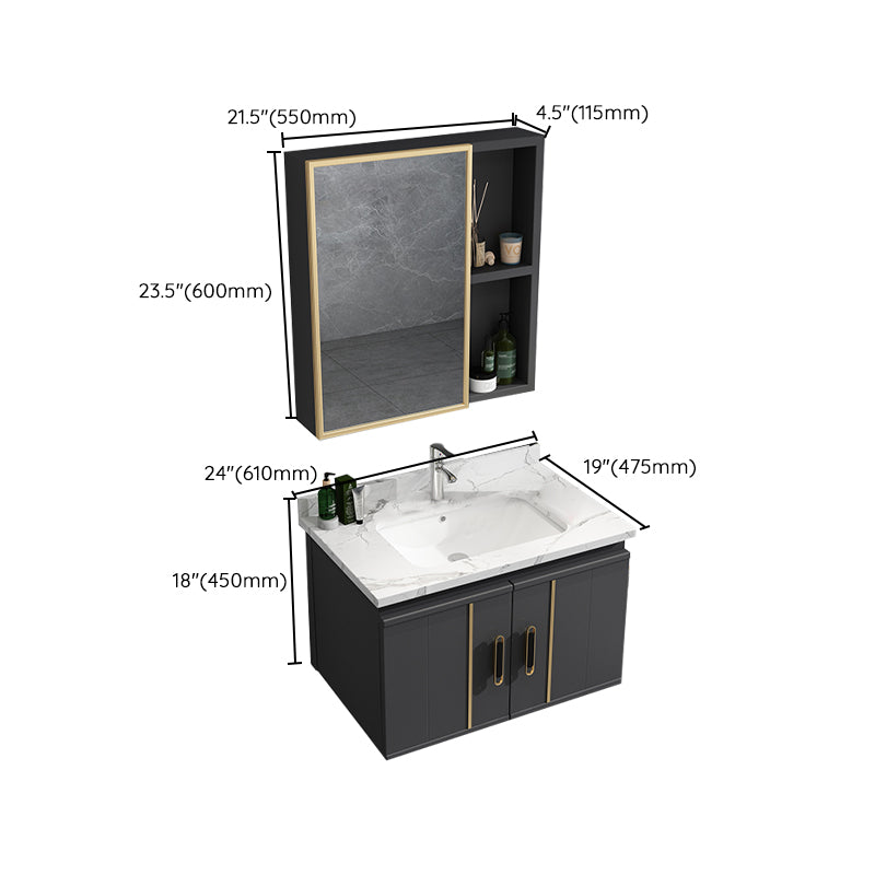 Modern Bathroom Vanity Set Wall Mount Bathroom Sink Vanity with Mirror