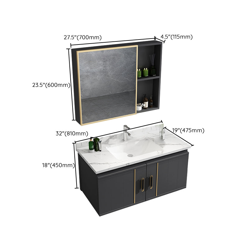 Modern Bathroom Vanity Set Wall Mount Bathroom Sink Vanity with Mirror