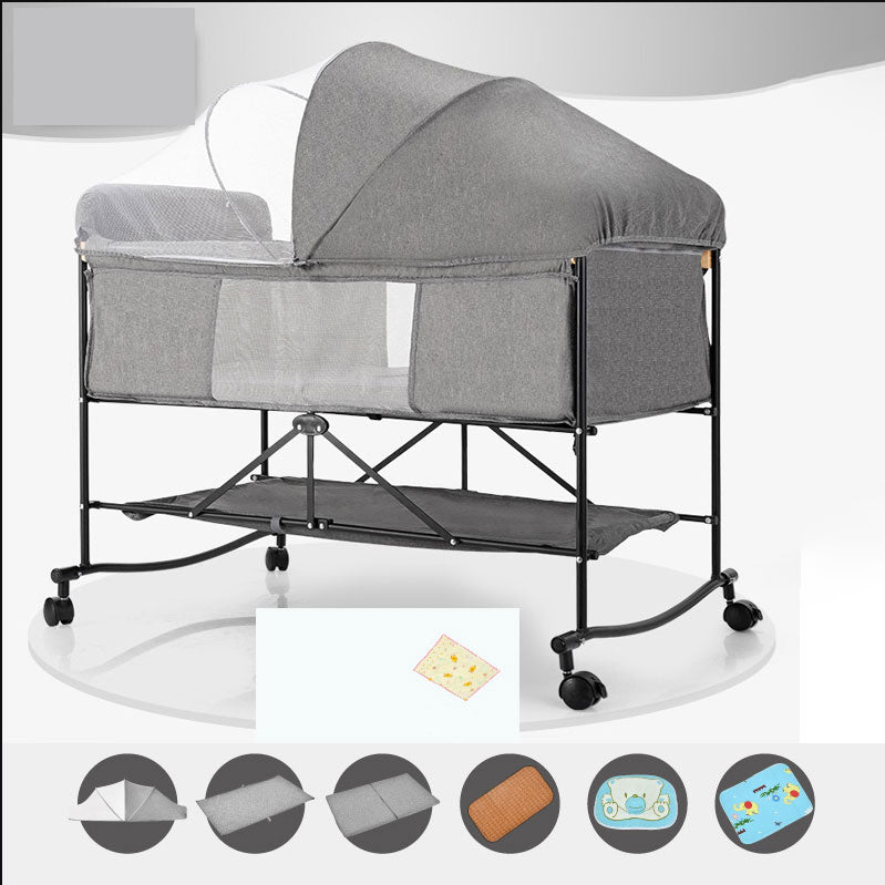 Metal Rectangle Bedside Crib Gliding and Rocking Crib Cradle for Baby