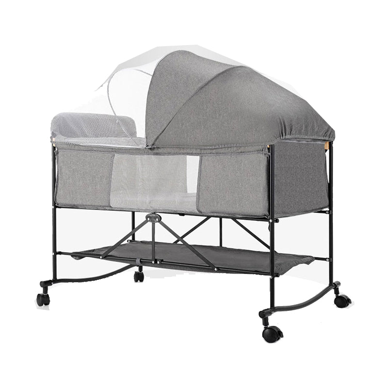 Metal Rectangle Bedside Crib Gliding and Rocking Crib Cradle for Baby