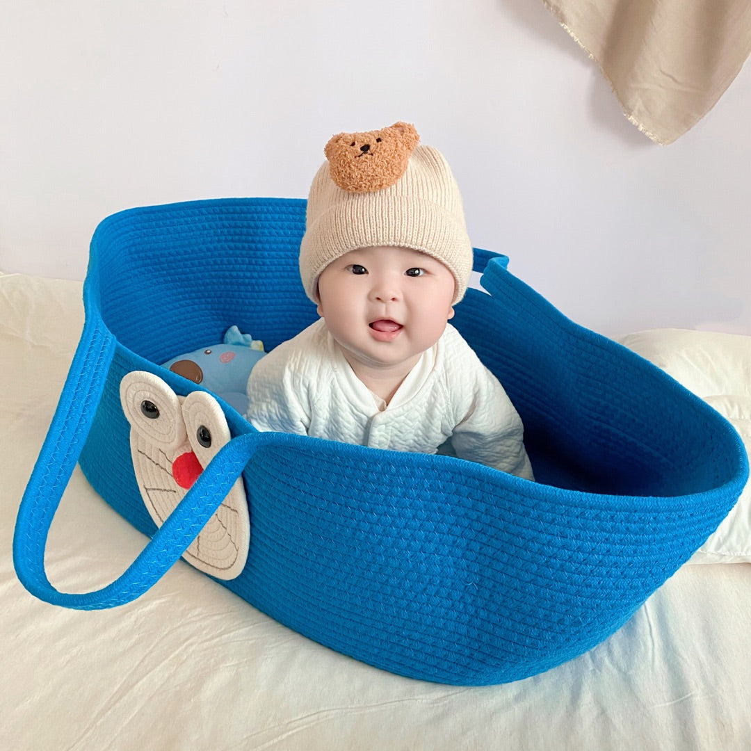 Fabric Crib Cradle Oval Folding Moses Basket for Newborn and Baby