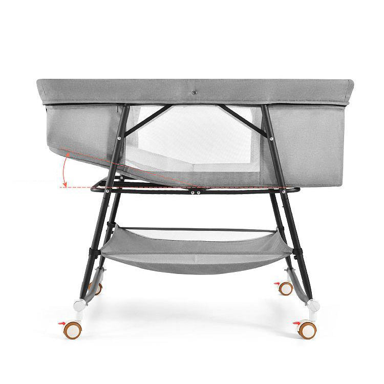 Metal Folding Bassinet Gliding Rectangle Crib Cradle for Toddler and Baby
