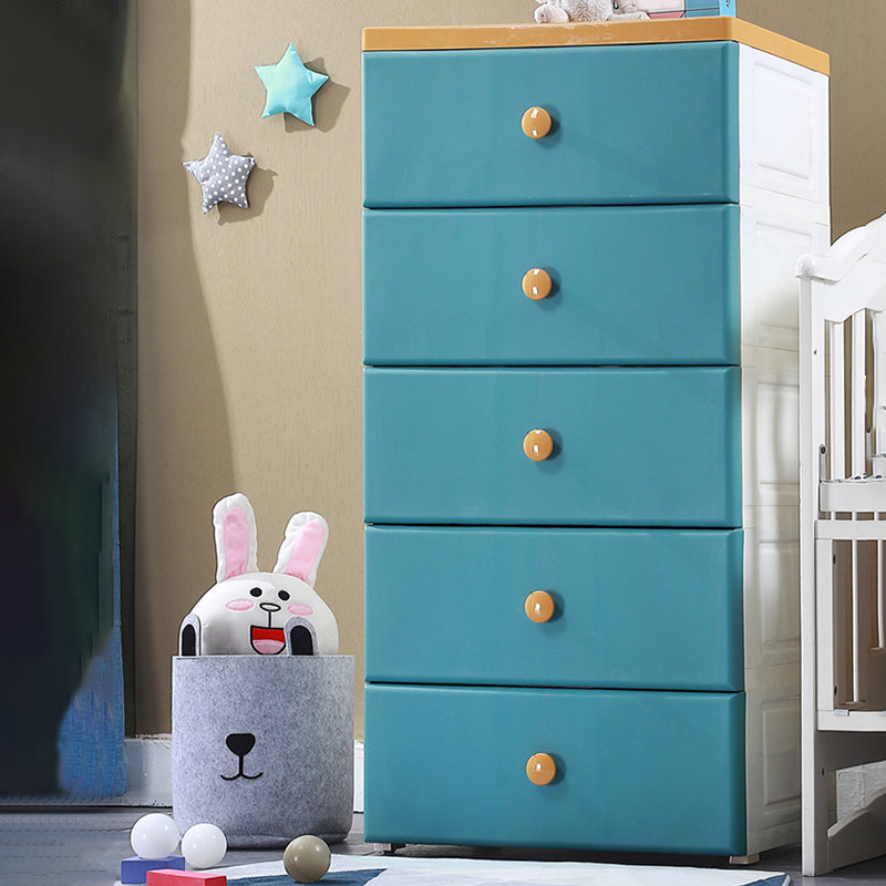 Modernism Plastic Nursery Dresser Vertical Kids Nightstand with 5/6 Drawers for Bedroom