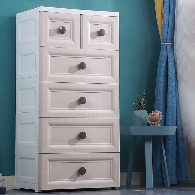 Modernism Plastic Nursery Dresser Vertical Kids Nightstand with 5/6 Drawers for Bedroom