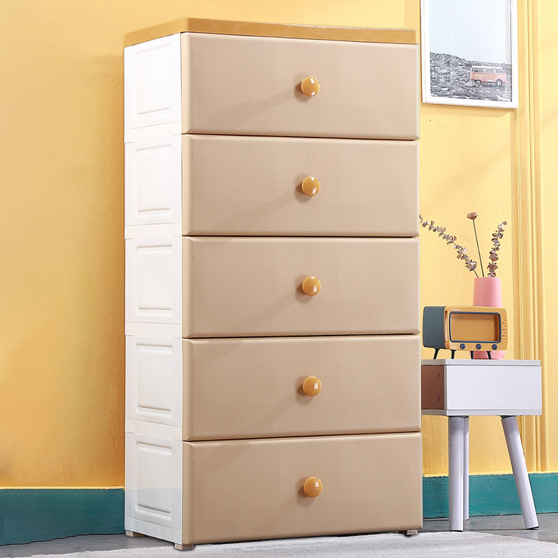 Modernism Plastic Nursery Dresser Vertical Kids Nightstand with 5/6 Drawers for Bedroom