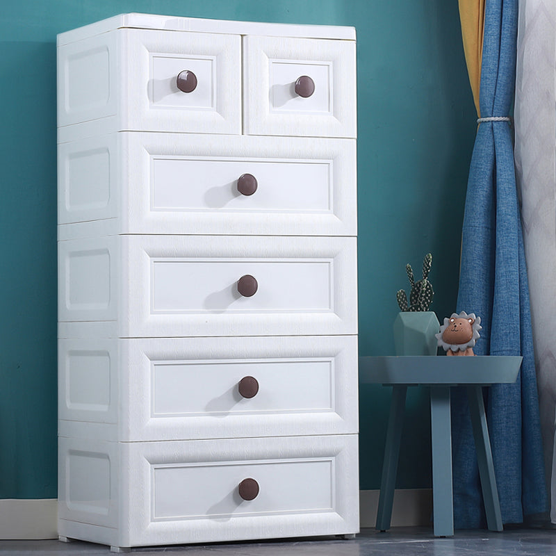 Modernism Plastic Nursery Dresser Vertical Kids Nightstand with 5/6 Drawers for Bedroom