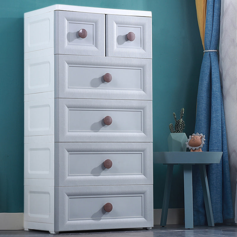 Modernism Plastic Nursery Dresser Vertical Kids Nightstand with 5/6 Drawers for Bedroom