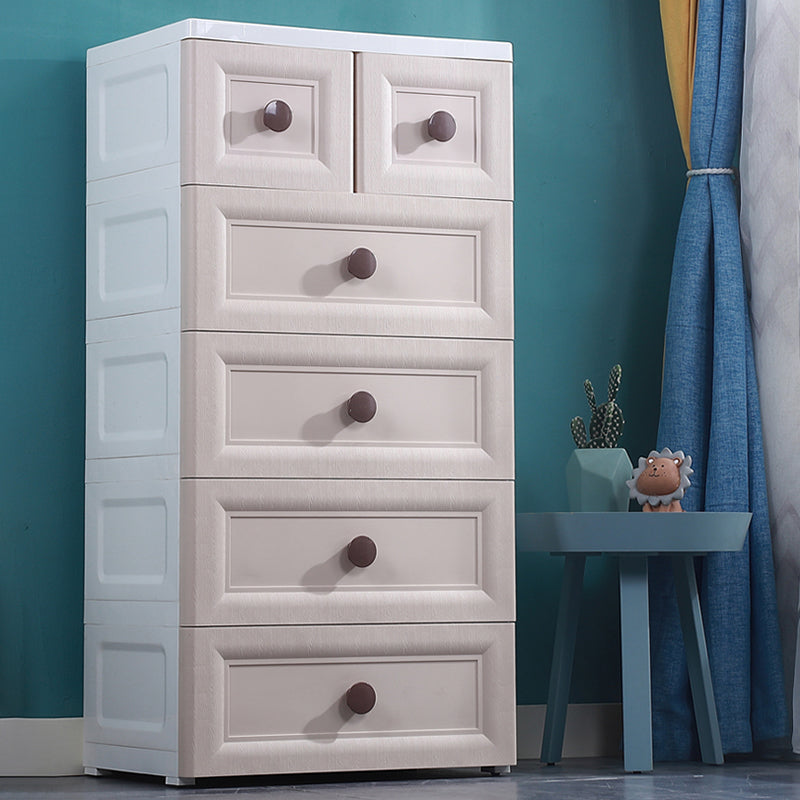 Modernism Plastic Nursery Dresser Vertical Kids Nightstand with 5/6 Drawers for Bedroom