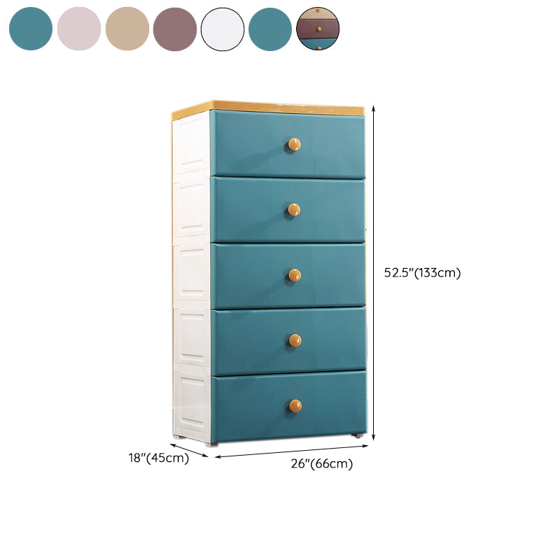 Modernism Plastic Nursery Dresser Vertical Kids Nightstand with 5/6 Drawers for Bedroom