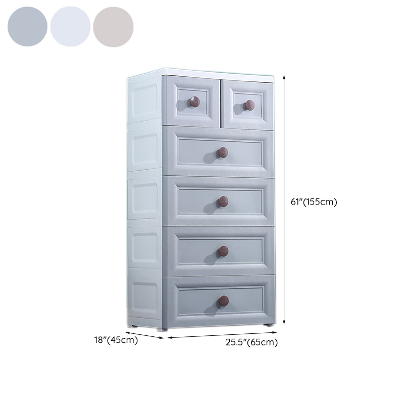 Modernism Plastic Nursery Dresser Vertical Kids Nightstand with 5/6 Drawers for Bedroom