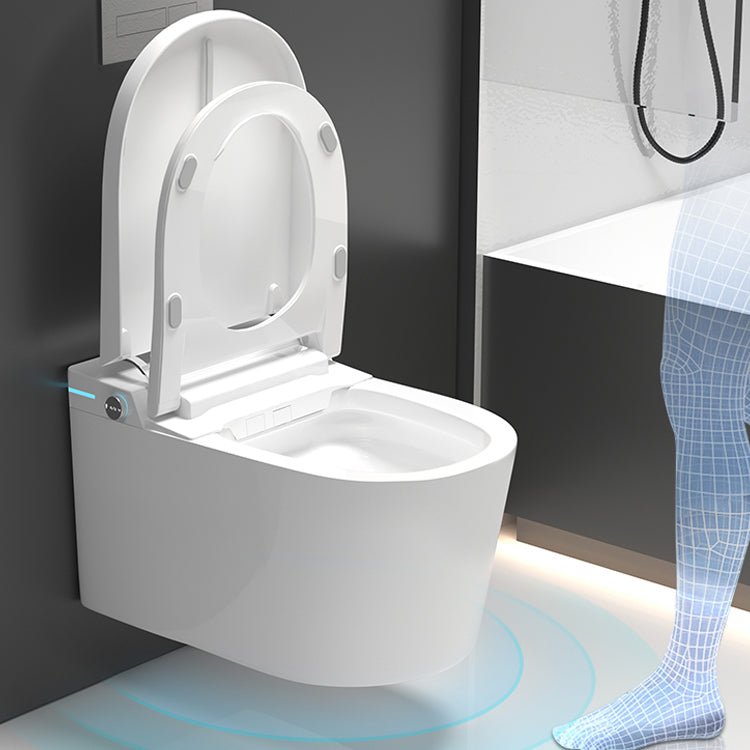 Elongated Wall Mounted Bidet Foot Sensor Wall Hung Toilet Set