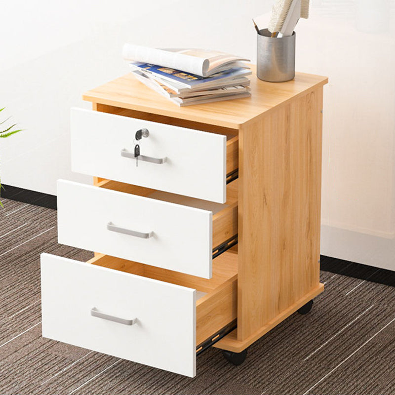 Modern Style Vertical Filing Cabinet Wood Locking Storage Filing Cabinet with Wheels