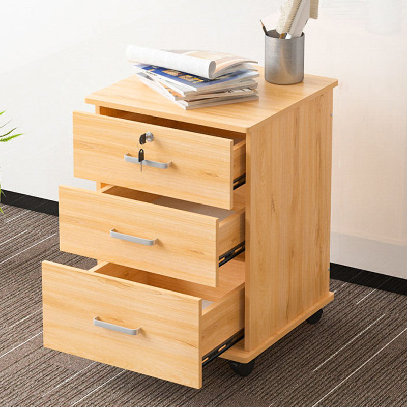 Modern Style Vertical Filing Cabinet Wood Locking Storage Filing Cabinet with Wheels