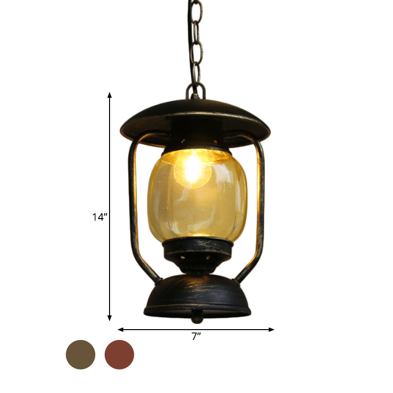 1 Light Yellow Glass Pendant Lighting Coastal Brass/Bronze Kerosene Corridor Metal Hanging Ceiling Light