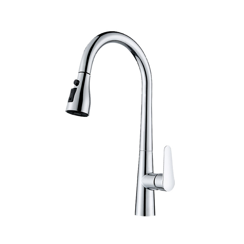 Modern Style Kitchen Faucet Copper Lever Handle Gooseneck Kitchen Faucet