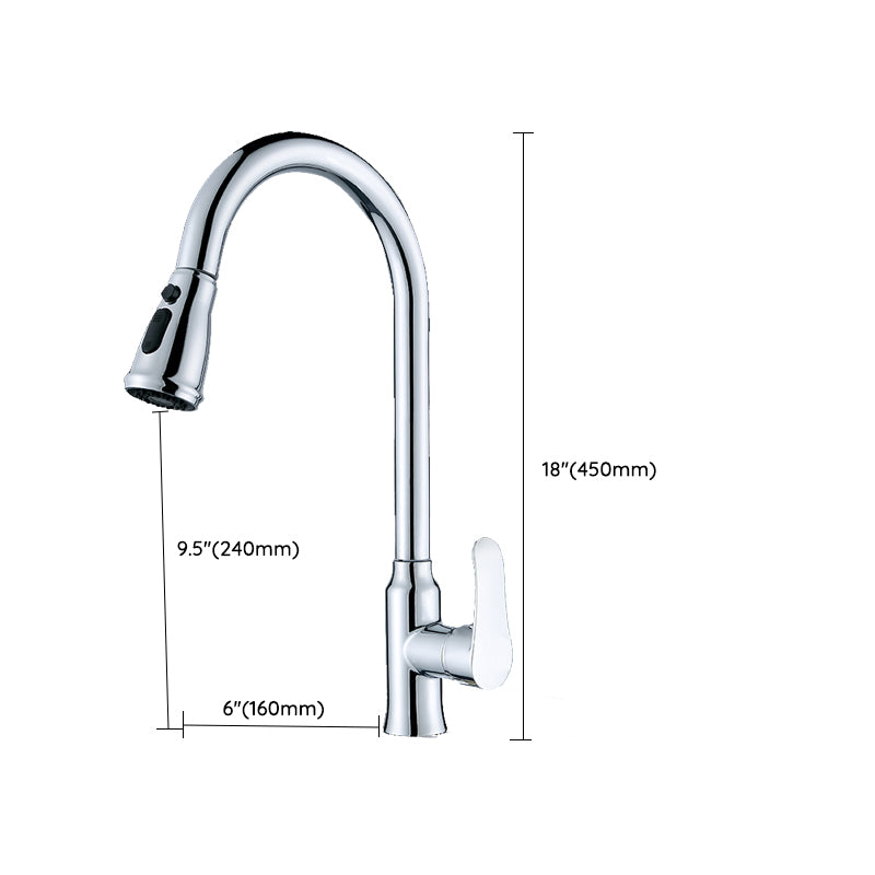 Modern Style Kitchen Faucet Copper Lever Handle Gooseneck Kitchen Faucet