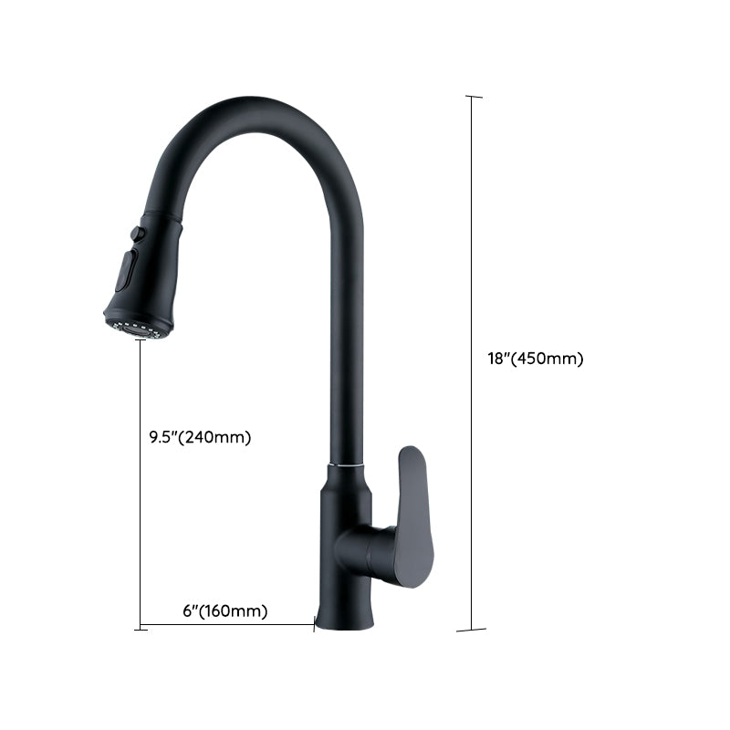 Modern Style Kitchen Faucet Copper Lever Handle Gooseneck Kitchen Faucet