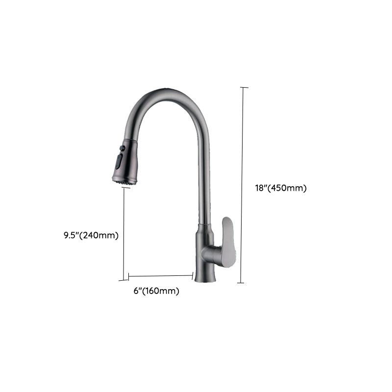 Modern Style Kitchen Faucet Copper Lever Handle Gooseneck Kitchen Faucet