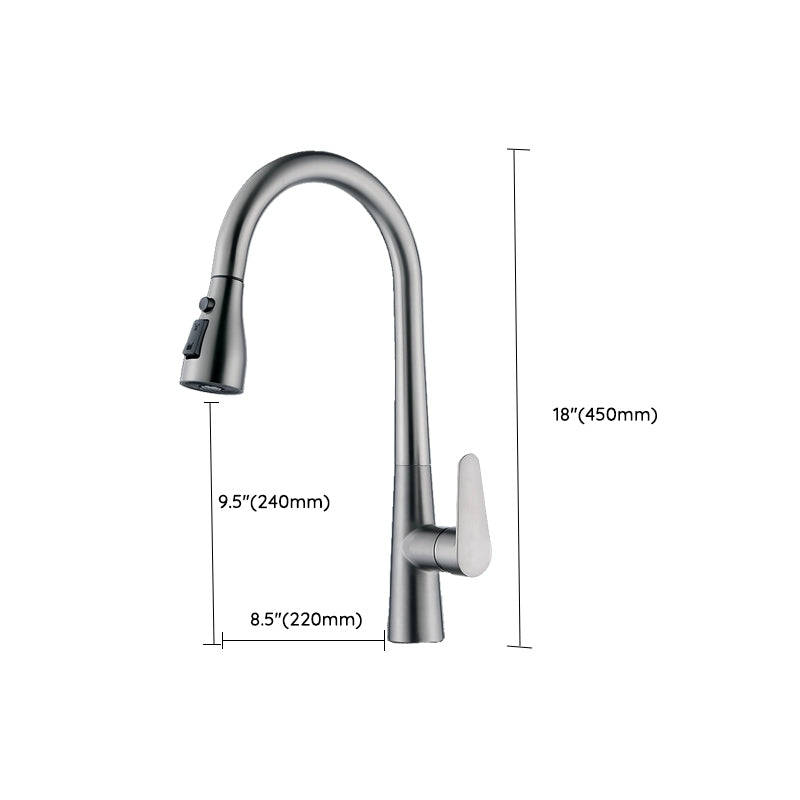 Modern Style Kitchen Faucet Copper Lever Handle Gooseneck Kitchen Faucet