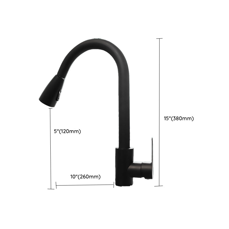 Modern Style Kitchen Faucet Copper Lever Handle Gooseneck Kitchen Faucet