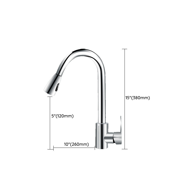 Modern Style Kitchen Faucet Copper Lever Handle Gooseneck Kitchen Faucet